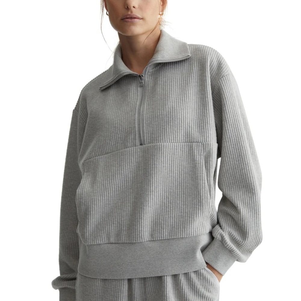 Varley Cyrus Half Zip Ribbed Gray Size Small - Picture 9 of 13